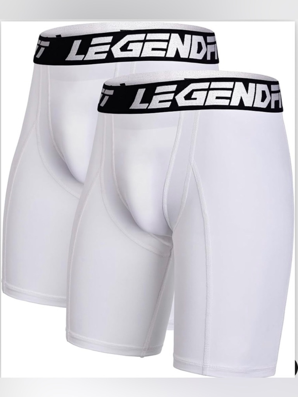 Legendfit Men Baseball Football Compression Underwear (NO Cup) 2pcs, White New